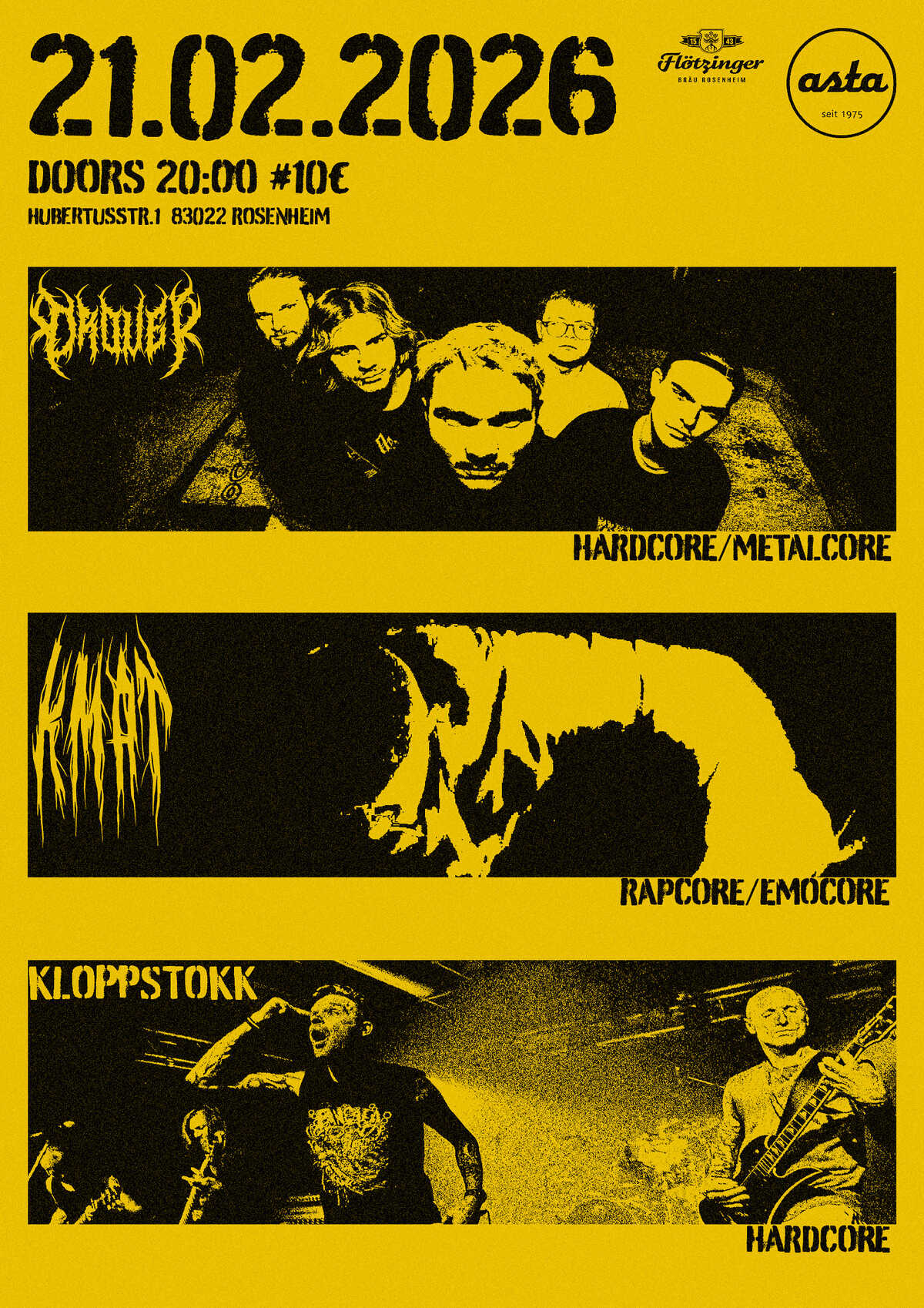 Live: Drover, Killmeafterthat, Kloppstokk in der Asta