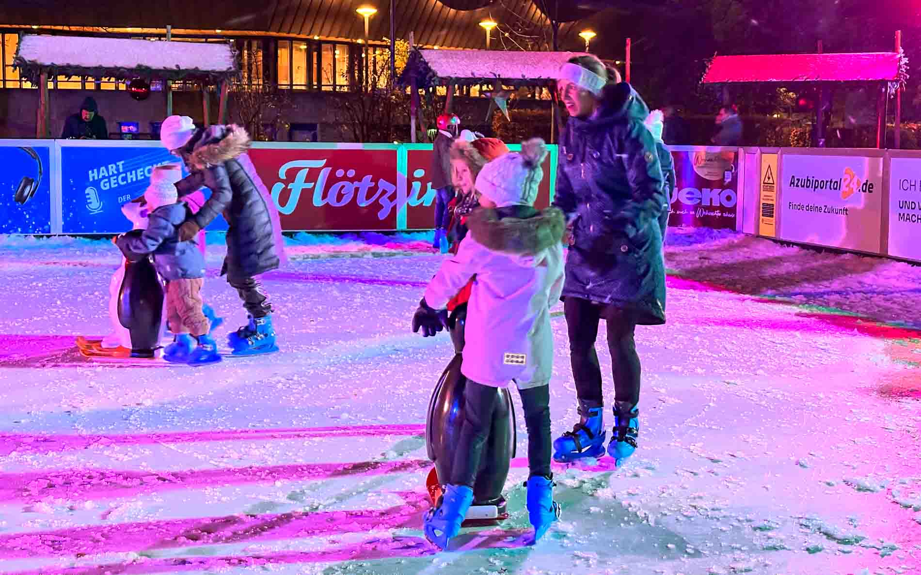 Schulen und Kindergärten Kunststoffeisbahn vormittags benutzen